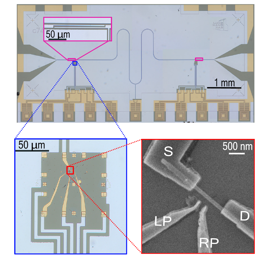 Optical and scanning electron micrographs of the device